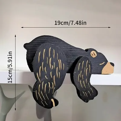 Cartoon Ornaments Solid Wood Big Cow Deer Black Bear Office Desktop Creativity Wood Carving Crafts