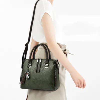 Vintage Handbag Women PU Leather Tassel Top-handle Bag Fashion Lady Tote Luxury Large Capacity Shoulder Bag