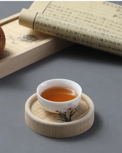Chinese Retro Bamboo Mat-sided Teapot Cup Saucer