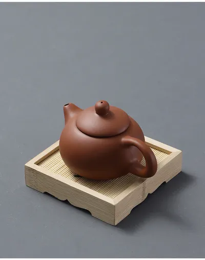 Chinese Retro Bamboo Mat-sided Teapot Cup Saucer