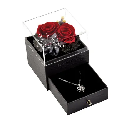 Fashion Simple Preserved Flower Acrylic Jewelry Box