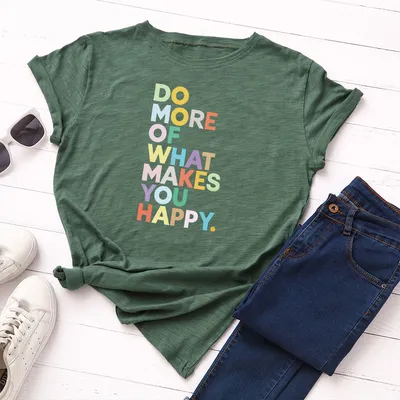 Women's Loose Round Neck Short-sleeved T-shirt With Letters