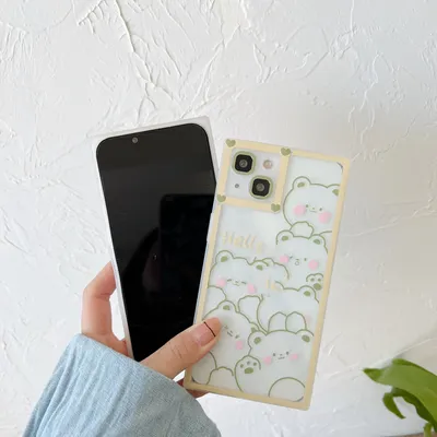 Cartoon Blush Bear Transparent Silicone Phone Case