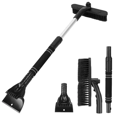 3 Color Options -- 1Pc 3 In 1 Windshield Ice Scraper Extendable Car Snow Removal Tool Telescoping Car Broom Snow Shovel Automobile Frost Removal