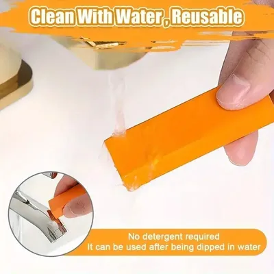 Stainless Steel Decontamination Scratch Eraser,Magical Rust Eraser Stainless Steel Stain Remover, Rubber Rust Cleaning Eraser For Kitchen, Bathroom, Household Orange Colour
