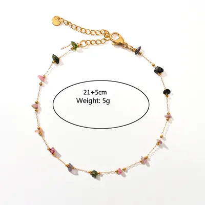 Fashion Trend Irregular Natural Stone Titanium Steel Anklet