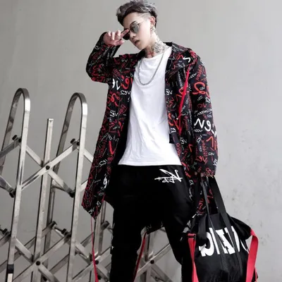 Mid-Length Handsome Full Print Fried Street Padded Jacket Thickened