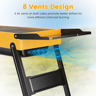 1Pc Portable Folding Charcoal Grill Stainless Steel Camping BBQ Grill With Side Panels Compact Tabletop Barbecue Grill With Carry Handle For Picnic Beach Travel