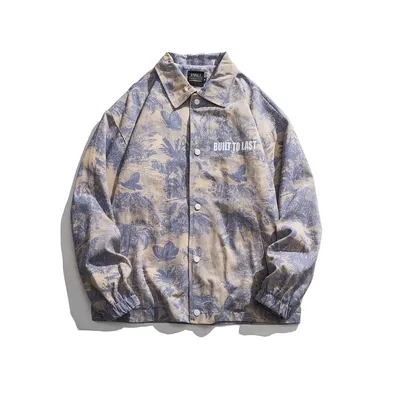 Retro Full Print Lapel Jacket Men's Street Loose Casual