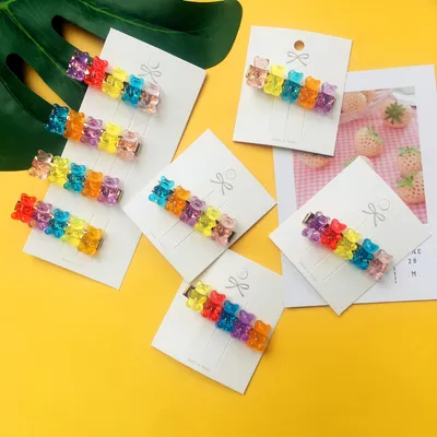 Acrylic Jelly Bear Candy Color Hair Clip