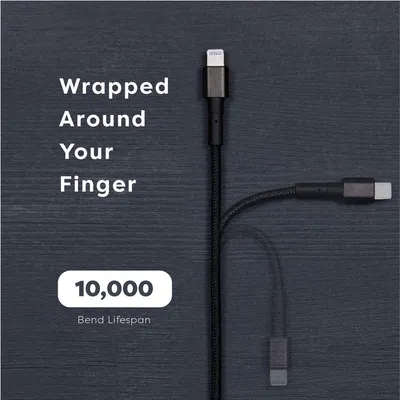 150cm 180cm USB Charging Cable A Pple MFi Certified, Nylon Braided Jacket,Black Premium Series
