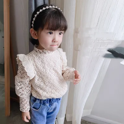 Baby Girl's Western Style All-match Lace Bottoming Shirt