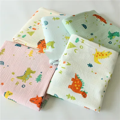 Home Fashion Fabric Double Cotton Crepe Dinosaur