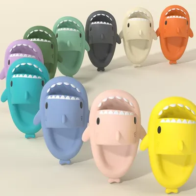 Cartoon Shark Slippers Funny Cutes Soft Slipper Indoor Outdoor  Shoes For Women Men Couples