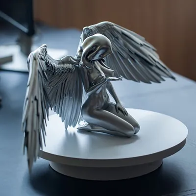 Silver Angel Wings Resin Craft Desktop Ornaments