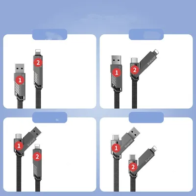 Four-in-one Fast Charge Data Cable Double-headed Tpyec Charging Cable