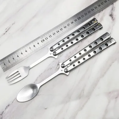 Stainless Steel Practice Butterfly Knife Folding End Blade