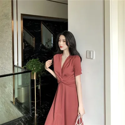 Light Yellow Long Skirt French Bellflower Waist Dress