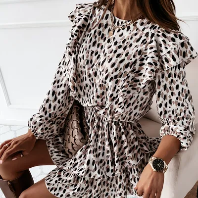 Women High-waisted Commuter Print Dress