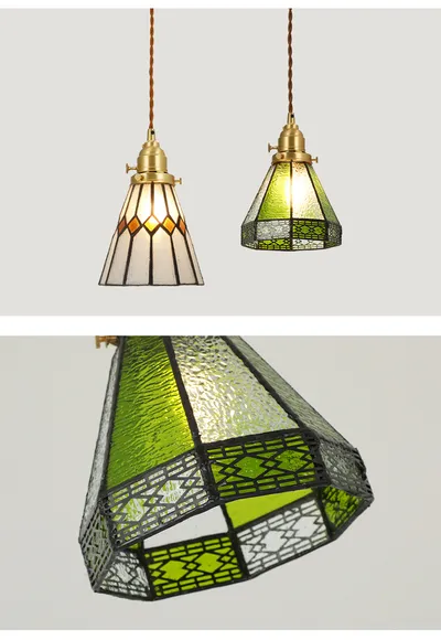 Japanese Retro Restaurant Bedroom Homestay Brass Glass Chandelier