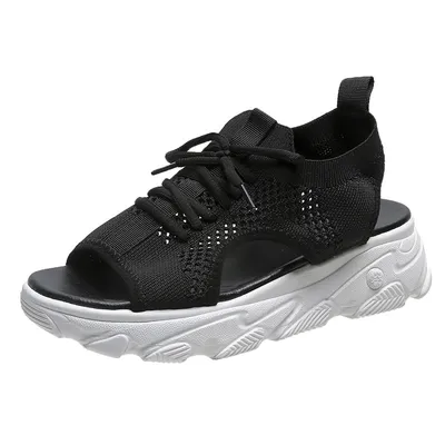 Lace-up Sandals Women Thick-bottomed Mesh Soft-sole Fashion Casual Summer Shoes Flat