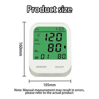 Comprehensive Home Blood Pressure Monitor With Dual-User Mode And Backlit Display