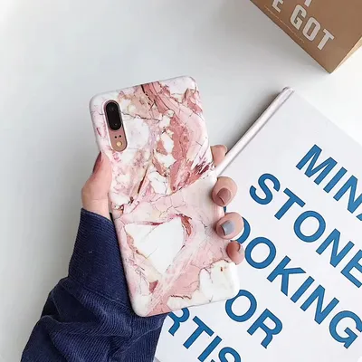 Gradient frosted coral marble phone case