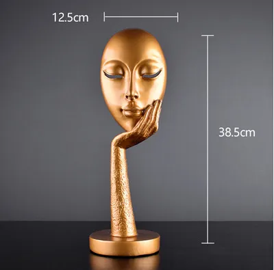 Nordic Abstract Art Thinker Thinking Lady Mask Figurine Resin Statue Office TV Cabinet Home Decoration Crafts