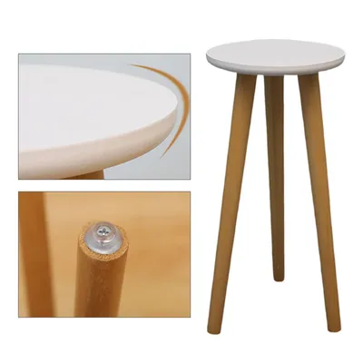 Simple Round Leg Craft Flower Stand On Wooden Balcony