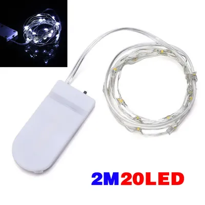 مجموعة من 6 مصابيح LED صغيرة تعمل بالبطارية، 20 مصباح LED، سلك نحاسي، سلسلة إضاءة خرافية، طول 2 متر