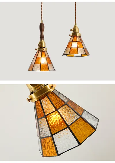 Japanese Retro Restaurant Bedroom Homestay Brass Glass Chandelier
