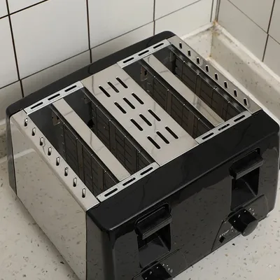 4 Slice Extra Wide Slot With Variable  Defrost Reheat Black Toaster New