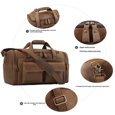 New Men's Genuine Leather Travel Bag, First-Layer Cowhide, Large Capacity Men's Handbag, Casual Travel And Business Trip Luggage Bag