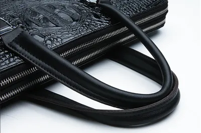 Men Business Handbag Cross Section Pattern Casual Briefcase PU Leather Messenger Bag For Men