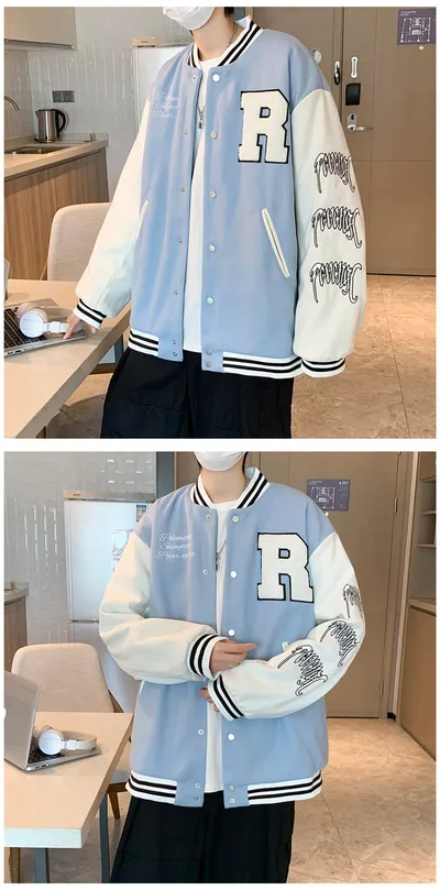 Coat Men's Hong Kong Style Trendy Brand Ins Loose Sports Baseball Uniform Harajuku Style Retro Casual Jacket Top