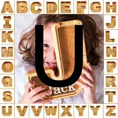 Wooden Piggy Bank Creative English Alphabet Piggy Bank Wooden Acrylic Crafts