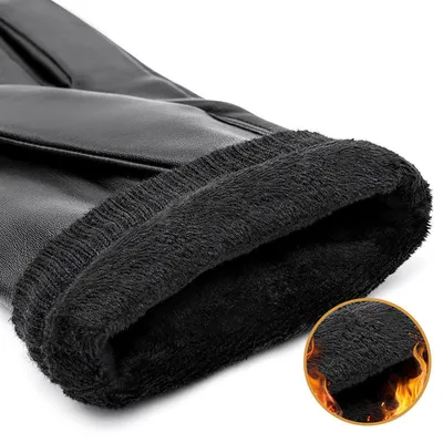 Men's Fashion Padded Warm Sheepskin Gloves