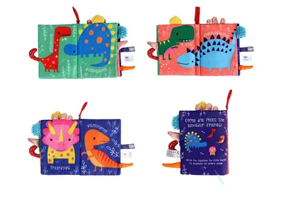 Soft Book Nontoxic Fabric Baby Ratteles Toys Early Education Toys Activity Crinkle Cloth Book Animals Tail for Toddler Infants