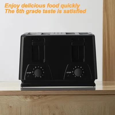 4 Slice Extra Wide Slot With Variable  Defrost Reheat Black Toaster New