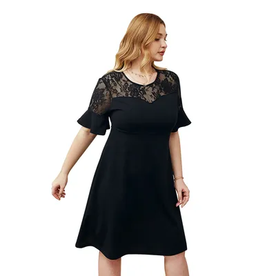 Lace Panel elegant dress professional dress large women's
