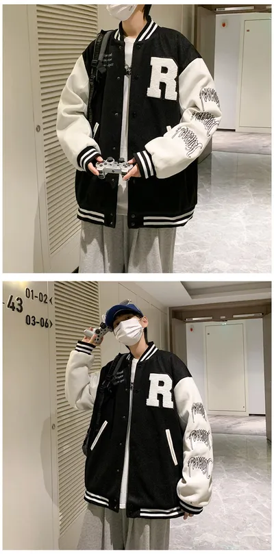 Coat Men's Hong Kong Style Trendy Brand Ins Loose Sports Baseball Uniform Harajuku Style Retro Casual Jacket Top