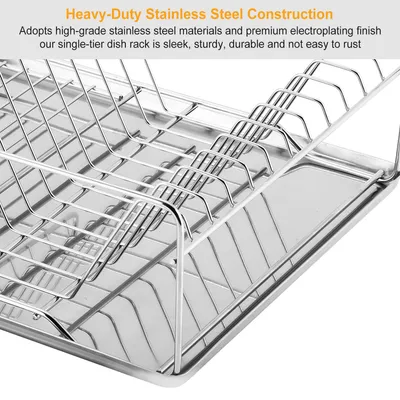 2 Size Optional Dish Drying Rack Stainless Steel Dish Rack With Drainboard Cutlery Holder Kitchen Dish Organizer