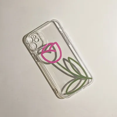 Simple Tulip Pattern Transparent Phone Case