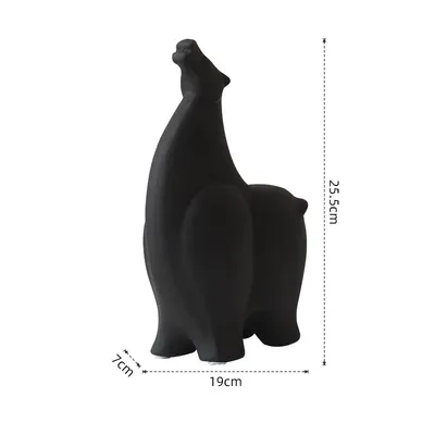 Simple Abstract Black And White Strip Matte Horse Ornaments Ceramic Crafts