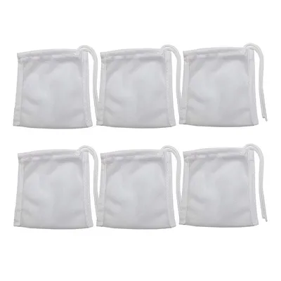 Fish Tank Small Sized Filter Bags, 6 Pack High Flow Bags 3 By 4 Inches Aquarium Filter Media Mesh Bags With Nylon Drawstrings,White