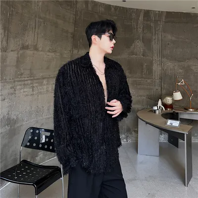 Men's Bright Silk Micro Perspective Thin Mesh Shirt