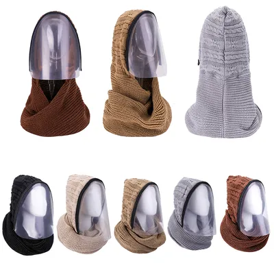 Outdoor Sports Headwear Scarves Transparent Hooded Sdult Hat Winter Scarf Warm Full Face Scarf Cycling Scarves Full Face Mask