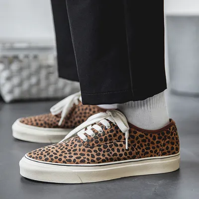 Low-Top Leopard Leather Casual Vintage British Sneakers