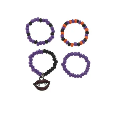 New Retro Purple Halloween Rice Bead Ring Set