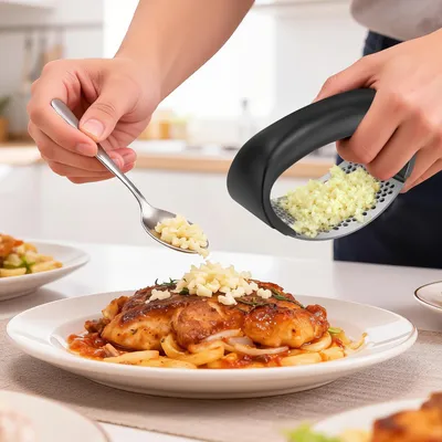 304 Stainless Steel Garlic Press Rocker  Ergonomic Garlic Mincer, Crusher, And Grinder With Comfortable Grip For Kitchen, Home, And Cooking
